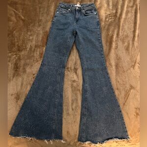 Forever 21 Blue Floral Flare Jeans